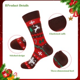 CHEERYMAGIC Christmas Men Socks 2 Pairs Christmas Novelty Socks Mens Warm Knitting Men Socks Cotton Socks Xmas Reindeer Socks Christmas Presents for Men A8CBLNW