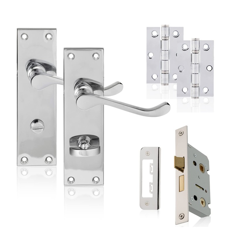 XFORT Chrome Elegance Polished Chrome Victorian Bathroom Pack, Complete with