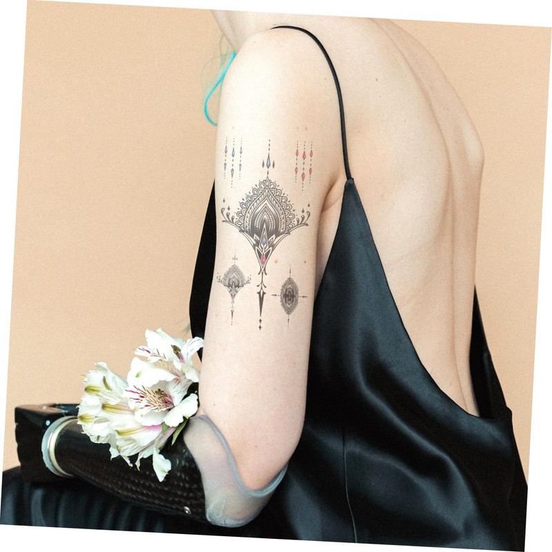 KOMBIUDA 4pcs Unique Pattern Temporary Tattoo Stickers for Women Realistic