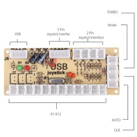 Zero Delay USB Encoder, 10 Buttons Joystick Kit for PC Game DIY, 8 Way Joystick, Compact Design, Easy Installation, Support System