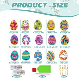 YEWCEP 15-Piece Diamond Painting Easter Set - Filigree Pattern, Child-Friendly & Ideal for Easter Decoration - DIY Gift with 5.5 x 7 cm Easter Eggs, Rhinestones & Tools