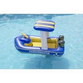 SWIMLINE ORIGINAL Harbor Master Inflatable Patrol Boat Pool Float Ride On With Fun Constant Flow Water Squirter For Kids Cool Retro Style For Beach Ocean Pool Lake Extra Thick Large Floatie