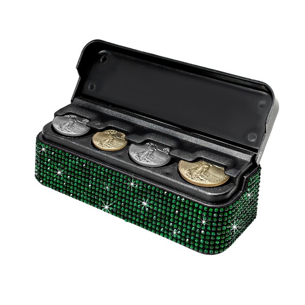DXNQ Bling Coin Holder for Car, Sparkling Rhinestone Vehicle Coin