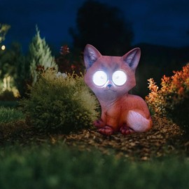 YZYOE LED Solar Little Fox Light, Outdoor Atmosphere Decoration lamp, Cute Resin Animal Fox Garden Landscape Lights.