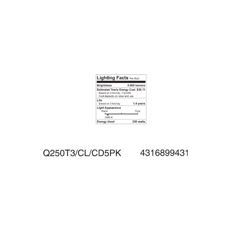 GE 97673 300-Watt 5950-Lumen Specialty T2.5 Halogen Light Bulb, Clear,