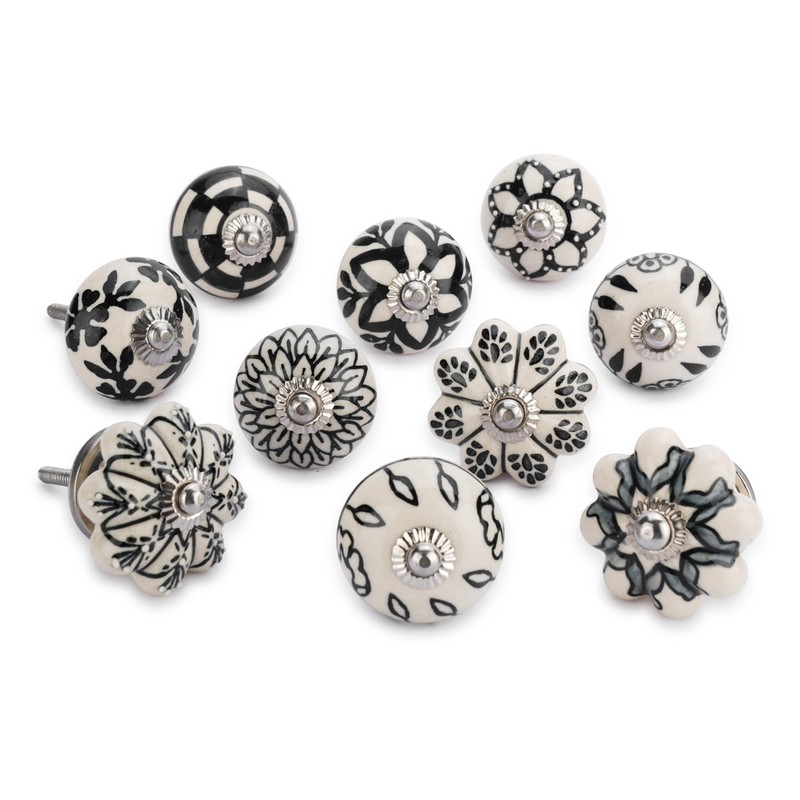 Ajuny Ceramic Cabinet Knobs, Set of 20 - Vintage Black