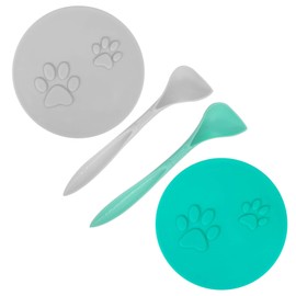 SLSON 2 Stk Tierfutter-Dosendeckel mit 2 Löffeln und Netter Katzentatzenmuster für Dosenfutter für Hunde- und Katzenfutter Passt auf Fast Alle Futterdosen