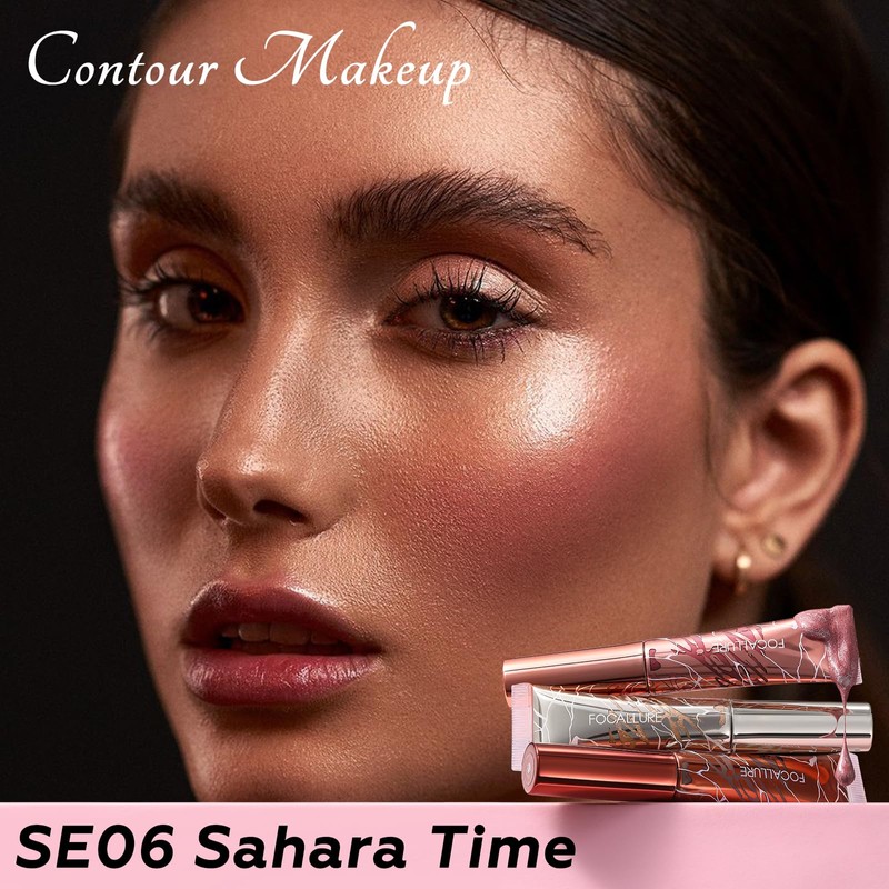 FOCALLURE 3 PCS Liquid Contour Stick,Moisturizing Highlighter,Blush and Bronzer,Silky Cream