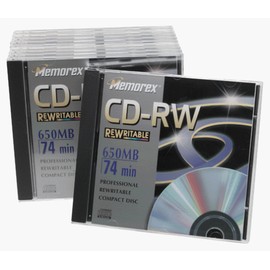 Memorex 700MB/80-Minute 24x CD-RW Media (10-Pack with Slim Jewel Cases)