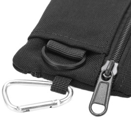 CHICIRIS Mini Card Bag Organiser, Outdoor EDC Molle Pouch Wallet Mini Portable Key Card Holder EDC Pouch Coin Purse with Carabiner (Black)