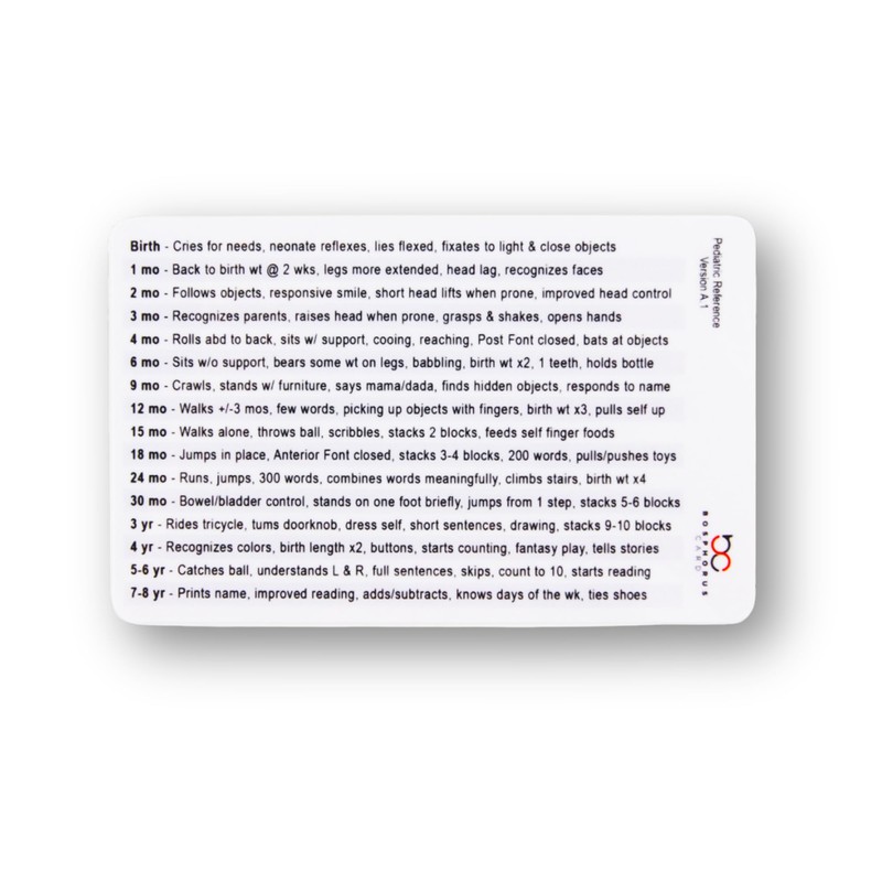 Generic Pediatric Vital Signs & Developmental Milestones Horizontal Badge Card
