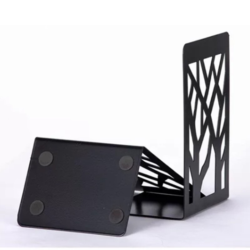 2 Pairs Tree Design Book End Iron Retro Black Decorative