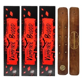 Aromasenses 3 Pack Goloka Vampire Blood Incense + 1 Gift Aroma Incense Burner 100% Natural 15 g x 3 Pack = 45 g Relaxation Meditation Energetic Cleansing