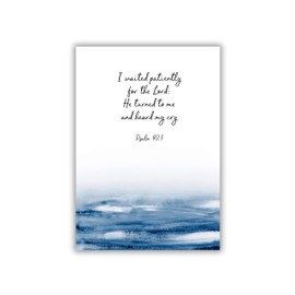 Psalm 40 1 Bible Verse Print, I Waited Patiently for the Lord Scripture Christian Poster A4 UNFRAMED, Crafty Cow Design