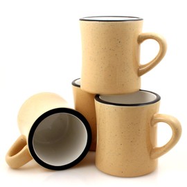 Marble Creek Ceramic Diner Campfire Mugs, 10oz, Set of 4 (Sand)