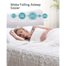 Cottonblue Jacquard Weighted Blanket 15lbs for Queen Ded - Ultra Soft, Cozy Comfort Sherpa Blanket for Relax and Sleep, Heavy Bed Blankets with Cemaric Beads, 60x80 in 17 lbs, Cream White