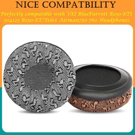 TaiZiChangQin Earpads Replacement Compatible with VXI BlueParrott B250-XTS 204123 B250-XT/Telex Airman750 760 Headphones Fabric Ear Pads Ear Cushions Mic Foam