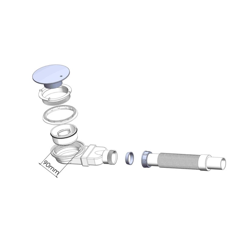 Shower Drain Fitting 90 mm with Odour Trap for Shower