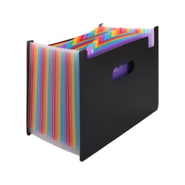ASelected 24 Pockets Plastic Accordian A4 Size A-Z Alphabet Colored Tabs Rainbow Document Box A4 Expanding File Folder