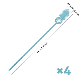 4Pcs Cup Lid Cleaning Brushes and Silicone Straw Brushs, Bendable Multifunctional Long Straw Cleaning Brushes for Cleaning Beverage Lids, Cleaning Straws, and Baby Bottle Lids (Blue)