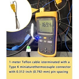 GIBACAD 80PK-1 K-Type Temperature Bead Probe Compatible with Fluke Multimeter,-40 to 260°C Temperature Line with Connector(1-Meter Long)