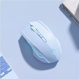 holy sword M800 Gaming Mouse, 2.4G Wireless, 2400 DPI Optical Sensor, RGB Lighting, 6 Programmable Buttons, 135Hr Battery Life (Blue)