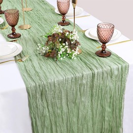 2 Pack Cheesecloth Table Runner, 35x157inch Gauze Table Runner 13Ft Boho Cheese Cloth Long Table Runner Fall Sheer Cheese Cloths Table Runner for Wedding Bridal Birthday Party Christmas(Sage Green)