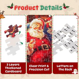KAHEIGN 2024 Advent Calendar, 24 Days Christmas Countdown with 1008Pcs Santa Claus Christmas Tree Jigsaw Puzzles Toys for Kids Christmas Gifts Holiday Decoration Party Favors (28cm x 26cm)