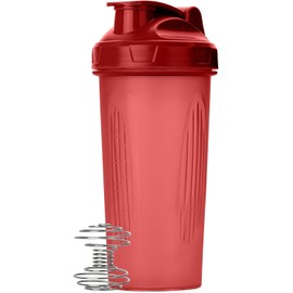 ark future ark future Sports bottle, shaker with 750 ml capacity, includes a metal ball for easier mixing of supplements, ml and oz scale on one side, product made from PP, PE and metal (Red)