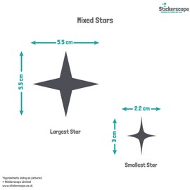 Stickerscape Star Wall Stickers (Mixed - 1 Sheet - Yellow) | Space Wall Stickers for a Night Time Themed Bedroom or Nursery | Easy to Apply, Cleanly Removable