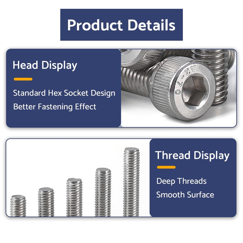 BACSHBY 10 pcs M5 x 50 mm Allen Socket Head