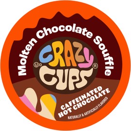 Crazy Cups Caffeinated Hot Chocolate, Molten Chocolate Souffle Pods For Keurig K Cups Machines, 100 Mg Of Caffeine Coffee Substitute Hot Cocoa Pods, 22 Count