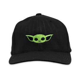 Baby Yoda Embroidered Flexfit Adult Cool & Dry Sport Cap Hat - [Black][L/XL]