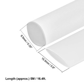 sourcing map Heat Shrink Tubing 15.5mm Flat Width 2:1 Heat Shrink Wrap Cable Sleeve Tube 5m White