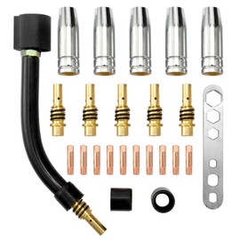 24PCS/Set 15AK Torch Consumable Electrode Guard Cup Link Rod Tips Goose Neck Bend For MIG Welding Machine
