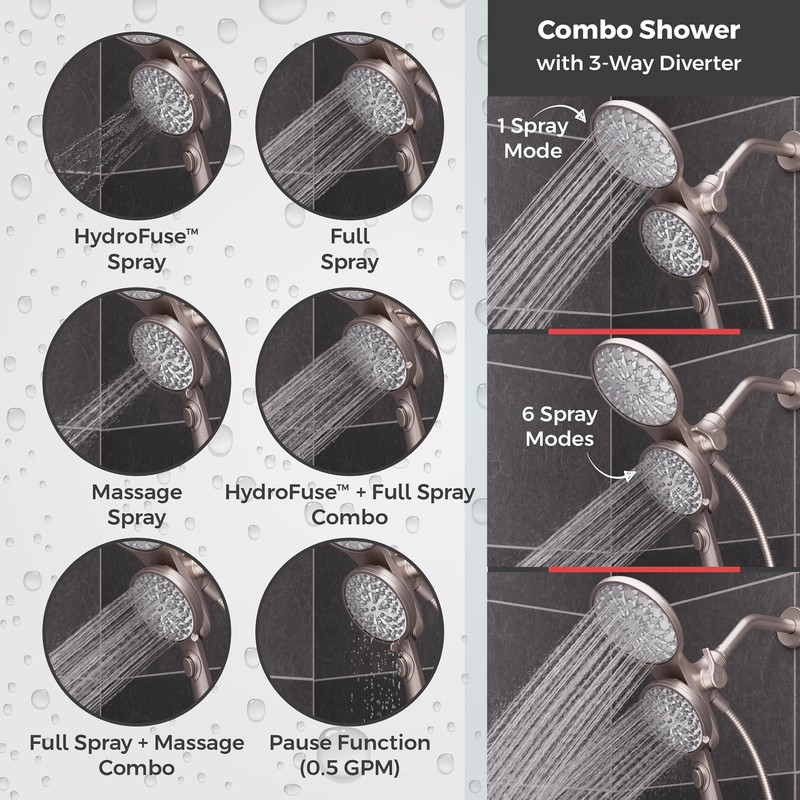 Pfister HydroFuse Shower Head and Handheld Combo, Hose Included, Magnetic
