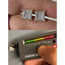 Harlembling Men's Real 925 Sterling Silver & 14k Gold Plated Kite Moissanite Earrings Studs