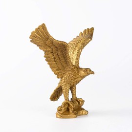 Golden Brass Fengshui Handmade Fortune Eagle Statue Hawk figurine Home Furnishing Office Decoration