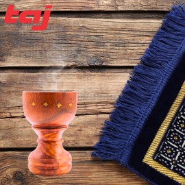 Taj Backflow Incense Burner - Wooden Stick Holder for Oud Cones, Bakhoor - Jointed Wood Burner Accessories بخور (M)