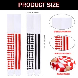 Hpbaggy 2 Pairs of Women's Harlequin Tights, Overknee Stockings, Circus, Harlequin Tights, Women's Tights Striped and Checked Pattern, Pantyhose for Carnival Theme Party, Red + black