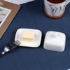 NAGU Small Rectangle Butter Dish with Lid, White Procelain Domed
