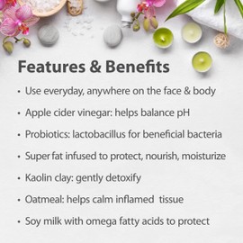 One With Nature One With Nature Feminine Cleansing Bar 3Pack 3.5Oz - Fragrance-Free Feminine Soap Bar, Probiotics, Apple Cider Vinegar, Omega Fatty Acids, Oatmeal, Pure, Gentle Cleansing Bar for All Skin, Face, Body