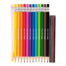 APLI 20080 Color Click Mechanical Pencil with Sharpener and 12 Refills Included