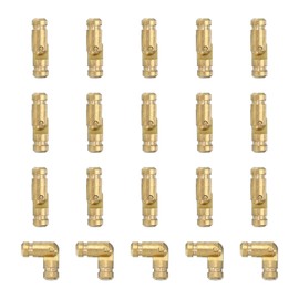 PATIKIL Hidden Brass Barrel Hinges 0.6"x0.16", 20 Pcs Invisible Hinges Folding Support Concealed Cylinder Hinge for DIY Jewelry Cabinet Door Wooden Box, Gold
