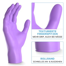 Arnomed Disposable Gloves Purple, Nitrile Gloves XL, Disposable Gloves with 100 Pieces per Box, Disposable Gloves Powder-Free, Latex-Free Rubber Gloves, Disposable Gloves in XS, S, M, L and XL