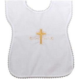 Camicia da battesimo Unisex, Vestina Made in Italy, Ricamata a Mano,Taglia Unica (Ricamo Croce)