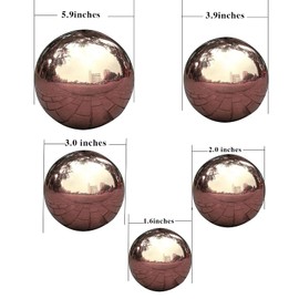 Nerien Gazing Ball, Stainless Steel Garden Mirror Globe, Polished Ornament Sphere, Hollow Floating Reflective Hemisphere, for Home Outdoor Pond Housewarming Swimming Pool Decoration, Rose Gold, 5Pcs