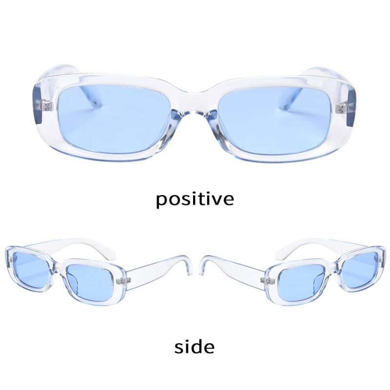 Dollger Rectangle Sunglasses for Women Men Trendy Retro Blue Sunglasses