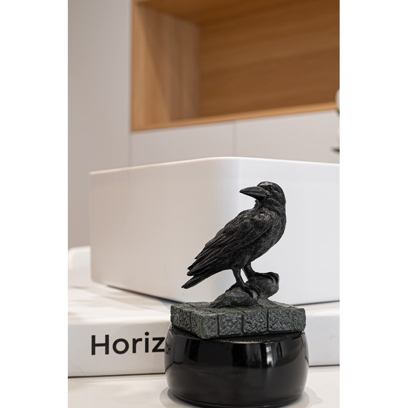EASCHEER Raven On Rock Statue 3" Gothic Crow Scavenger Bird