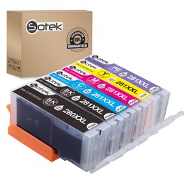 Sotek Compatible Ink Cartridge 280XL 281XL 280 281 PGI-280XXL CLI-281XXL, Work for Canon PIXMA TS9120 TS8120 TS8220 TS8320 TS8322 TS9120 TS8100 TS8200 TS8300 Printers (6 Pack, with Photo Blue)